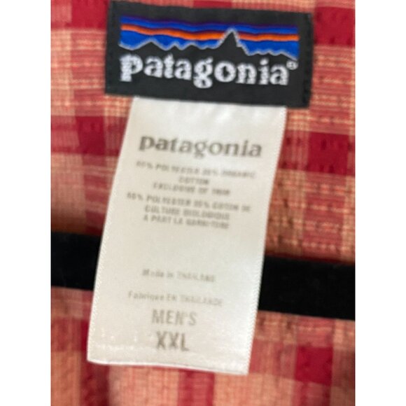 Patagonia Mens Red Plaid Short Sleeve Camp Button Up Shirt sz XXL Organic Cotton - Picture 3 of 14